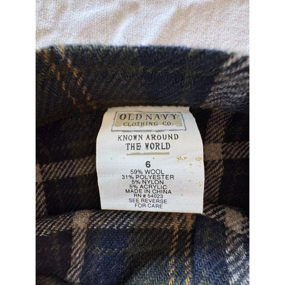 Vintage Y2K Blue Green Plaid Wool Blend Sz 6 Mini Skirt Wrap Old Navy - Picture 8 of 8